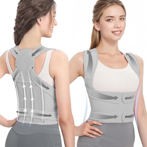 Posture Corrector for Women/Men Adjustable Full Back Brace Support by Unknown