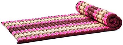 Leewadee - Kapok Roll Mat – Handcrafted Folding Sleep & Relaxation Mattress from Thailand, Ideal as Guest Bed, Camping Mat, Yoga Mat or Traditional Futon, 75 x 39 inches, Auburn Pink by Leewadee