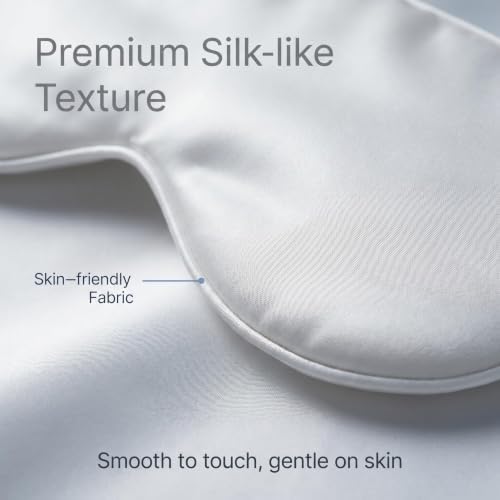 [1 Pack] QSYW Sleep Masks, Satin Eye Mask for Sleeping - Silky Eye Masks Bulk with Storage Bag & Elastic Strap, White - Image 3