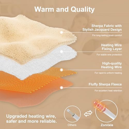 Electric Blanket Twin Heated Blanket-Soft Sherpa Twin Heating Blanket,White - Image 6