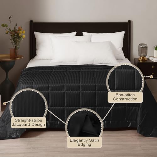 downluxe Weighted Blanket King Size, 18 lb Weighted Blanket with Glass Beads for All Season, Machine Washable Heavy Blanket (Black, 108 X 90 Inch) - Image 2