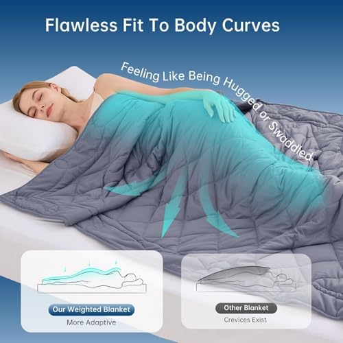 OMYSTYLE Weighted Blanket for Adults (15lbs, 48''x72'') - Twin Size Heavy Throw Blanket, Breathable and Cooling Microfiber Material with Premium Glass Bead for All Season Use, Machine Washable, Grey - Image 2