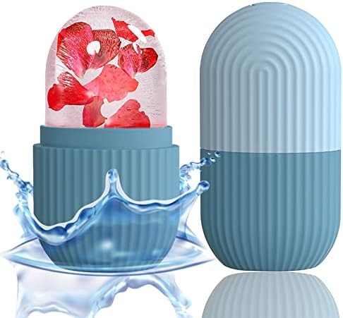 XHJRI Ice Face Roller Massager,Ice Cube Roller for Face, Eyes and Neck Naturally Conditioning and Skin Care,De-Puff Eye Bags,Reduce Migraine Pain,Reusable Massage Silicone Ice Mold (Blue) by XHJRIBringyourbabybestlif