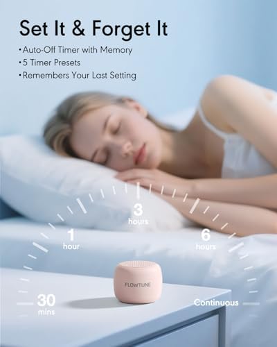 FLOWTUNE Sound Machine White Noise Machine for Baby Adults, 18 Non-looping Sounds, Timer, Memory Function, Portable Sleep Sound Therapy Gift (Sakura Pink) - Image 5