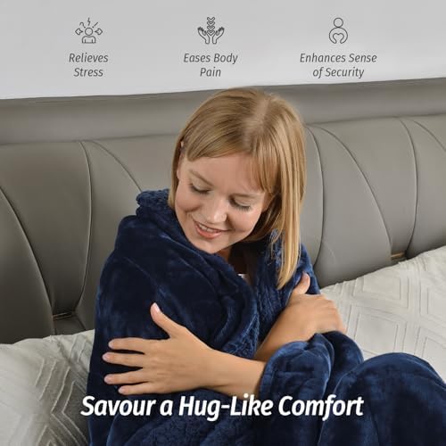 Wemore Sherpa Weighted Blanket for Adult 20 lbs Queen 60"x80" Navy Blue - Image 4