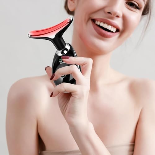 Facial Massager Red-Light-Therapy-for-Face and Neck, Face  culpting Wand with 7 Color (Bright Black) - Image 7