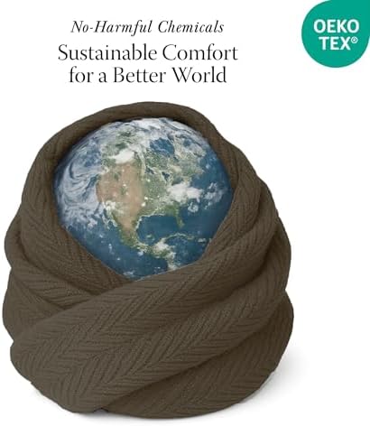 Threadmill Luxury 100% Cotton King Herringbone Blanket, Espresso - Image 6