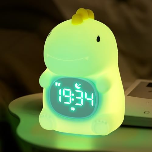 Kids Alarm Clock, Ok to Wake Clock for Kids, Toddlers Night Light Clock for Bedroom, Dinosaur Alarm Clock with Sleep Training and Sound Machine, Birthday Gift for Boys Girls Children by Unknown