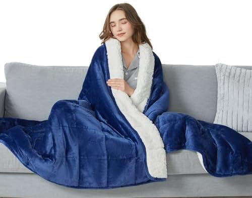 yescool Weighted Blanket for Adults (15 lbs, 60" x 80", Sapphire Blue) Heavy Blanket for Sleeping Perfect for 140-160 lbs, Queen Size Breathable Blanket with Premium Glass Bead - Image 2