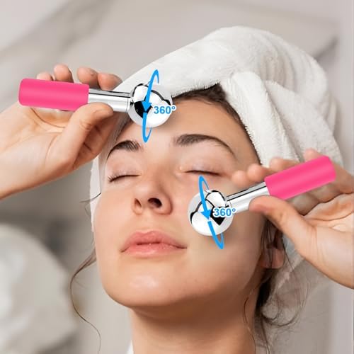 CGBE 360 Rotating Ice Globes for Face, Stainless Steel Facial Globes, Pink - Image 2