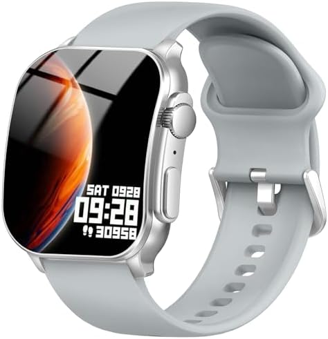 Smart Watch, 2.01" AMOLED Curved Touchscreen Fitness Watch for Men Women, IP68 Waterproof, 24/7 Heart Rate/Sleep Monitor, Fitness Tracker with Pedometer, 120+ Sports Modes, Watch for Android iOS Gray by Poounur