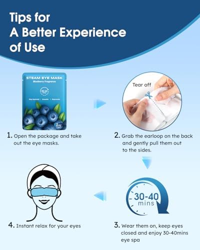 20-Pack Steam Eye Masks for Dry Eyes, Self Heating Warm Compress, Blueberry - Image 6