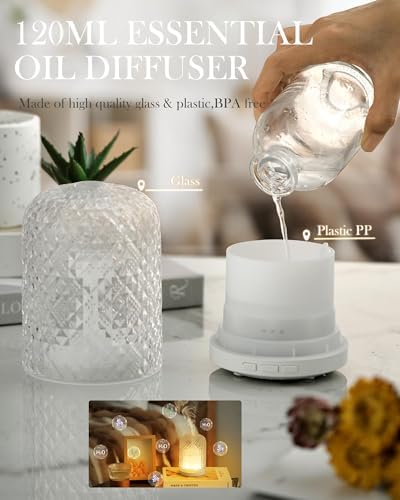 Essential Oil Diffuser - 2.4 MHz Ultrasonic Glass Diffuser with Pulse/Continuous Mist & 3 Night Light Modes, Waterless Auto-Off, Silent Aromatherapy Diffuser for Home, Office, Gifting & Home Decor - Image 5