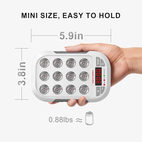 BONTANNY Portable Red Light Therapy, 660/850/1060nm 3 Wavelengths Mini Handheld Red Near Infrared Light Device, 12 Triple Chip Clinical Grade LEDs, Rechargeable, Travel Case, Timer, for Body, BO-60 - Image 2