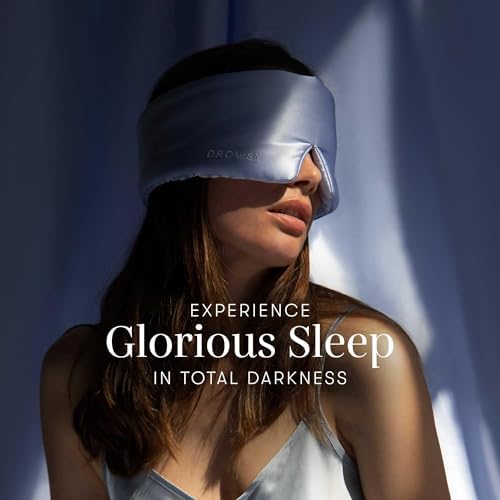 DROWSY Silk Sleep Mask - Face-Hugging, Padded Cocoon for Luxury Sleep in Total Darkness - 100% Pure Mulberry Silk (Blue Belle) - Image 6