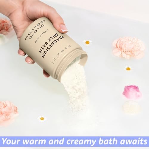 Creamy Magnesium Milk Bath Soak Powder Moisturize Soften Skin Coconut Vanilla Shea Butter Luxury Spa Bath Salt Relaxation Selfcare Gifts for Women - Image 6