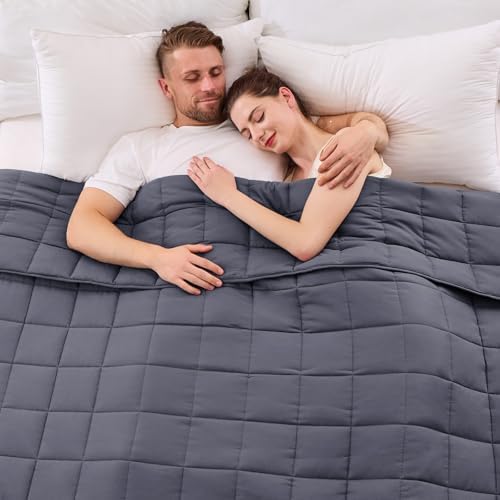 yescool King Size Weighted Blanket for Adults (25 lbs, 80” x 87”, Grey) Cooling Heavy Blanket for Sleeping Perfect for 240-260 lbs, Breathable Blanket for Adults & Couple All Season, Machine Washable by yescool