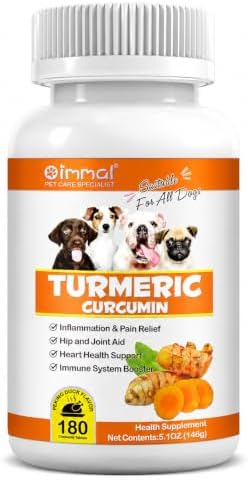 Turmeric for Dogs – 180 Count Tablet Treats with Curcumin & Piperine – Joint Health, Mobility, Allergy & Itch Relief, Skin & Coat, Hot Spots – Arthritis & Hip Joint Support with Salmon Oil by Zenpaws