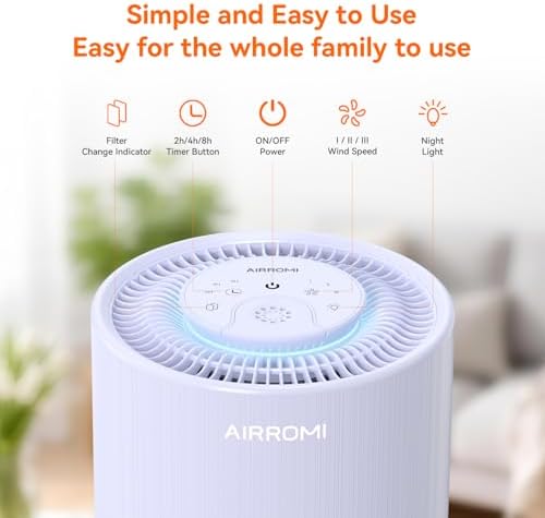 AIRROMI Air Purifier for Bedroom with A2001 Lavender Purple - Image 3