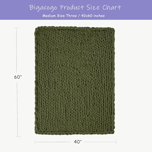 Bigacogo Chunky Knit Throw Blanket for Couch, 40x60 inches, Yellow Green - Image 2