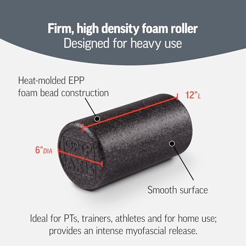 OPTP AXIS Firm Density Foam Roller – Round, Black, 12"L X 6" - Image 3