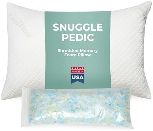 Snuggle-Pedic King Size Shredded Memory Foam Sleeping Pillow - Cooling Supportive Neck & Spine Alignment for Side Sleepers, Maternity Relief, Posture Correction & Dorm Use - USA Quality by Snuggle-Pedic