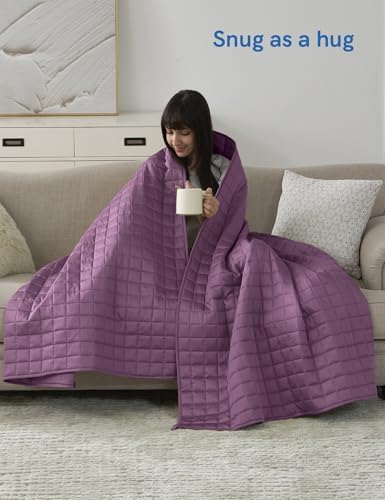 YnM Exclusive Cooling Weighted Blanket, Smallest Compartments with Glass Beads, Bed Blanket for One Person of 140lbs, Ideal for Twin/Full Bed (48x72 Inches, Pounds, Fuchsia) - Image 4