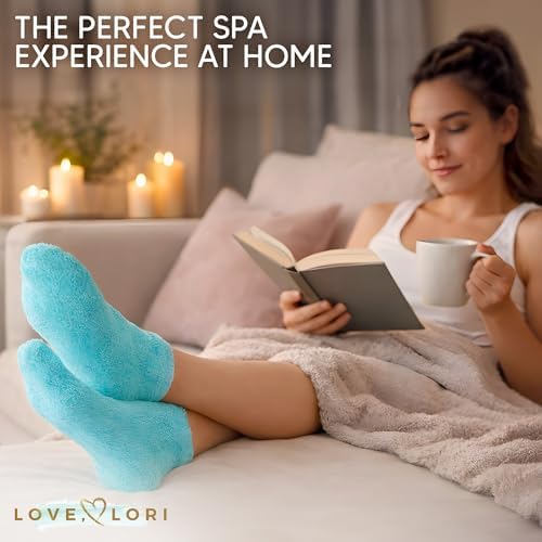 Love Lori Moisturizing Gel Socks for Women - Dry Cracked Feet, L - Image 4