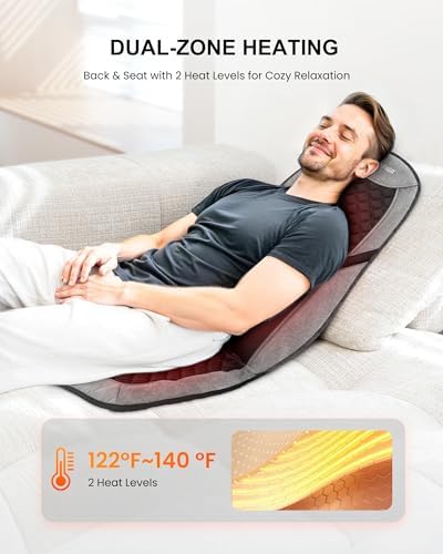 COMFIER Back Massager with Heat,Massage Chair Mat with Adjustable Lumbar Support,Seat Warmer Cushion with 8 Vibration Motors & 5 Modes & Bag,Office Chair Massage Pad for Recliner,Gifts for Mom Dad - Image 6