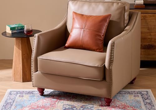 Full Grain Leather Throw Pillow Cover (18" x 18") (Brownish Orange) by Weaverlane