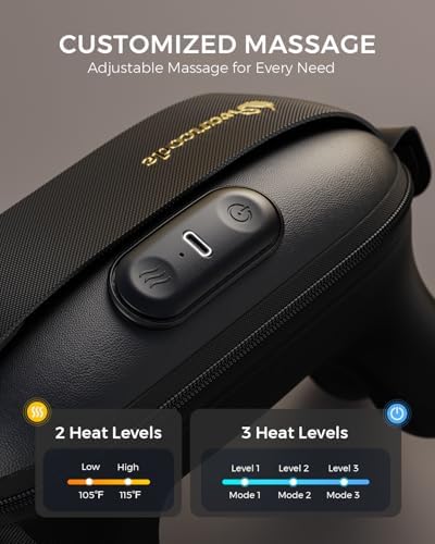 Neck Massager for Pain Relief Deep Tissue, Handheld Neck and Shoulder Massager with Heat, Cordless & Rechargeable Shiatsu Massager for Shoulder, Leg and Back Muscle Relaxation - Image 5