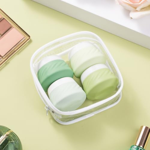 Gemice Silicone Cream Jars TSA Approved Travel Size Containers with Clear Bag, Leak-proof Travel Accessories with Lid for Cosmetic Face Body Hand Cream (4 Pack) - Image 5