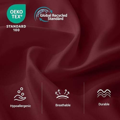 Queen Flat Sheet Only, 1 Pack Top Bed Sheets, Soft Breathable Brushed Microfiber Color-Coded Label Threads, (90"x102",Burgundy) - Image 2