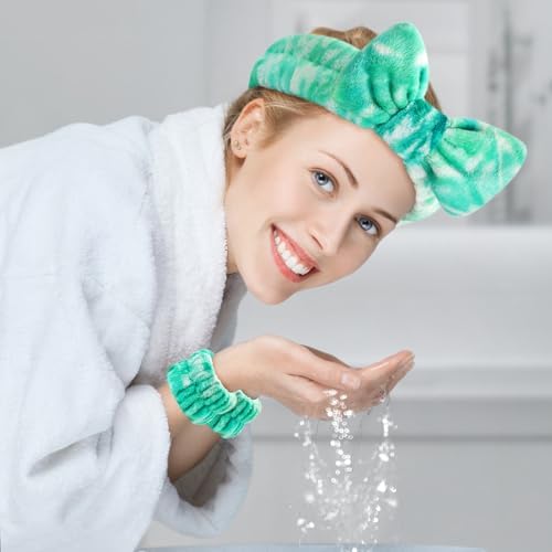 Wteehn 6pcs Headband and Wristband for Face Washing, Makeup Spa Skincare Headband, Skin Care Face Wash Headbands Wrist Bands Tools Set, for Women and Teen Girls Gifts - Image 4