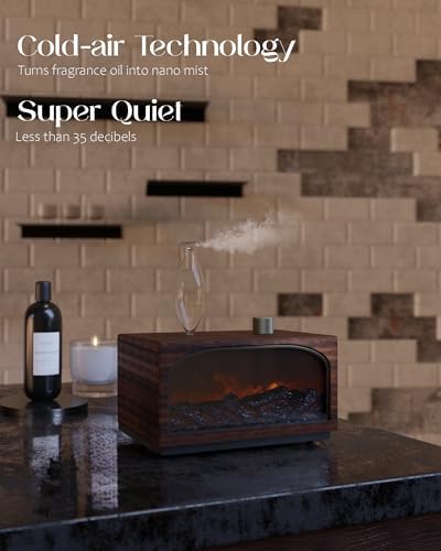 Waterless Oil Diffuser, Fireplace Flame Model, 3 Color Light with Bulb - Image 3