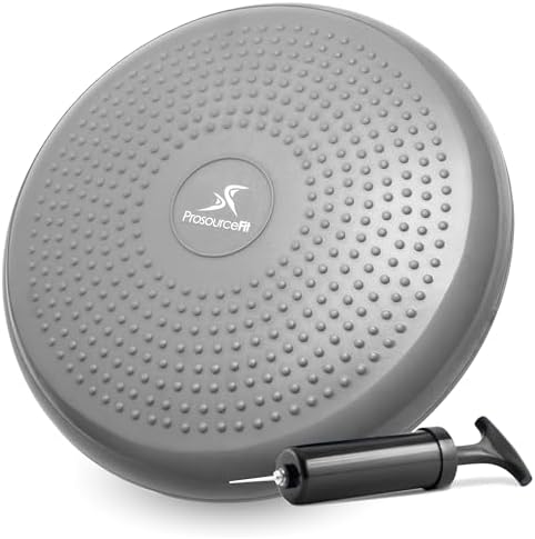 ProsourceFit Core Balance Disc, Inflatable Wobble Cushion with Hand Pump, Dual-Textured Non-Slip Surface for Core, Balance, and Stability Training, 14-inch by PROSOURCE