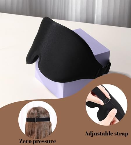 Sleep Mask for Women Men Comfortable Blockout Soft 3D Padded Eye Mask for Sleeping Side Sleeper Friendly Dark Grey - Image 5