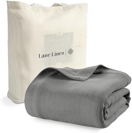 LANE LINEN Couch Blanket Twin, 100% Cotton Textured Herringbone Weave - Image 4