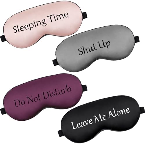 4 Pack Funny Eye Mask for Sleeping Blackout, Black, Gray, Pink, Purple by Geyoga