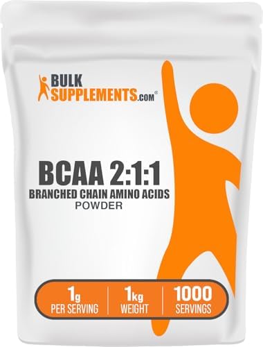 BulkSupplements.com BCAA 2:1:1 Powder - Branched Chain Amino Acids, BCAAs Amino Acids Powder - Unflavored & Gluten Free, 1g per Serving, 1kg (2.2 lbs) (Pack of 1) by BULKSUPPLEMENTSCOM