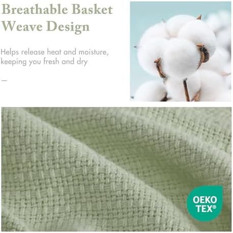 Madison Park 100% Cotton Breathable King Size Blanket for Bed, Green - Image 3