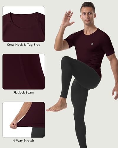 Roadbox Compression Shirt Men Short Sleeve, Cool Dry Base Layer Athletic Undershirts, Workout T-Shirt for Sports Gym Running - Image 4