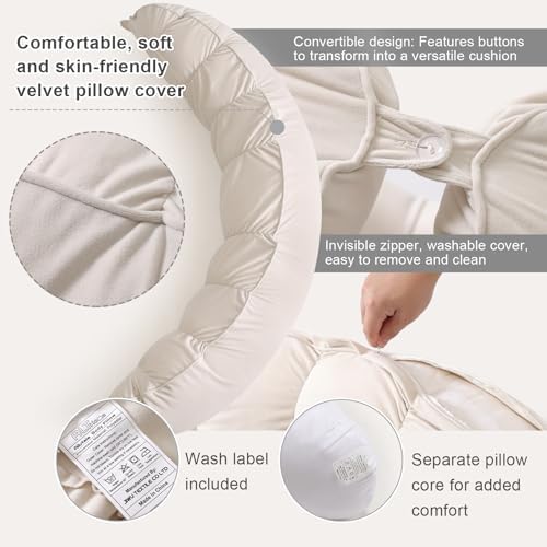 Peallow(Pat. Pend) – Long Round Body Pillow for Adults, Bolster Pillow for Sleeping, Soft and Supportive Pillow for Sleeping & Lumbar Support (Misty White,59") - Image 4