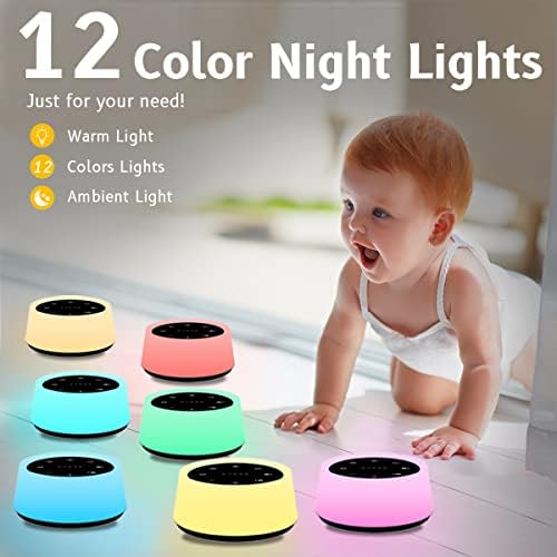 ColorsNoise Sound Machine and White Noise Machine with 30 Soothing Sounds 12 Colors for Kids Adult Baby Night Light with Memory Function for Home Office (Black) - Image 2