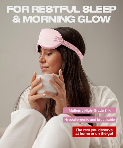 SUNDAYSILKS™ Exclusive Mulberry Silk Sleep Mask | Soft Eye Covers, Blackout Sleeping Mask for Women & Men | Silk Eye Mask for Sleep, Travel, and Relaxation | Antifaz para Dormir [Pink Quartz] - Image 3
