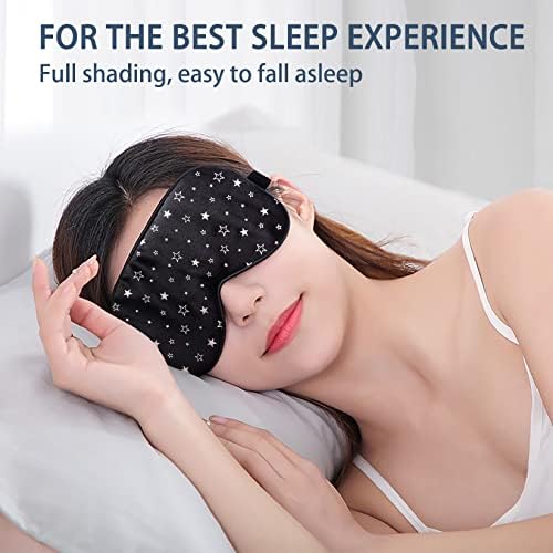townssilk 100% silk sleep mask with adjustable strap,comfortable and super soft eye mask ultimate sleeping aid,blindford silver stars - Image 2