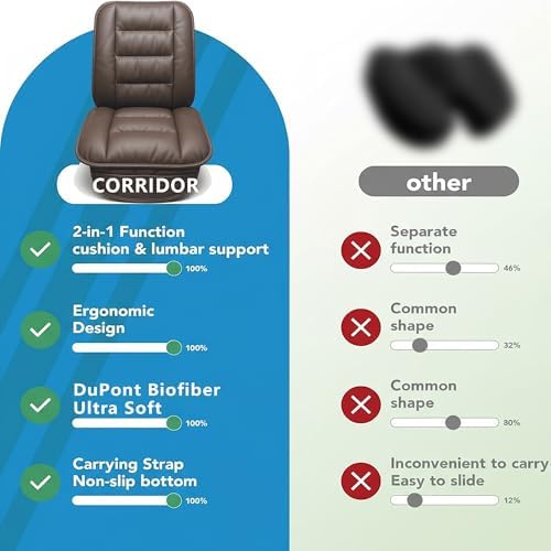 CORRIDOR Genuine Leather Seat Cushion for Car - Handmade - Relieve Hip, Pressure and Sciatica Pain - Ideal for Lower Back Pain - for Office Chair and Car Seat (Coffee Brown, Seat + Backrest) - Image 6