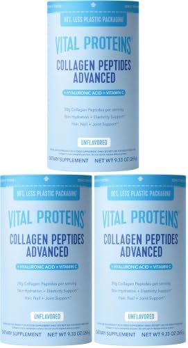 Vital Proteins Collagen Peptides Powder Advanced with Hyaluronic Acid & Vitamin C, Collagen Supplements, Unflavored, 12 Servings (Pack of 3) by VitalProteins