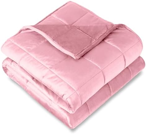 Bare Home Minky Fleece Weighted Blanket (Light Pink, 60"x80" 17lbs) by BareHome