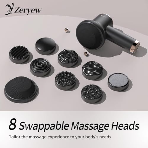 ZY ZERYEW Cordless Cellulite Massager, Handheld Lymphatic Drainage Tool, Mini Body Sculpting Machine with 9 Speeds and 8 Massage Heads, Lymphatic Drainage Massage Tool for Legs Butt Belly Fat - Image 6